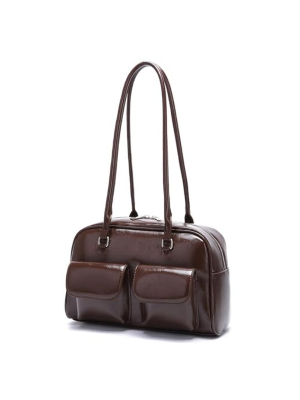 Women's Vegan Leather Shoulder Bag with Top Handle, Multi Pockets, Underarm